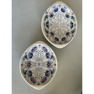 Holland America Line Ceramic Collector Plates Floral Blue Green Set